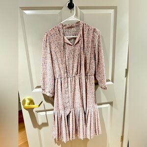 Large rose pink tiered dress.